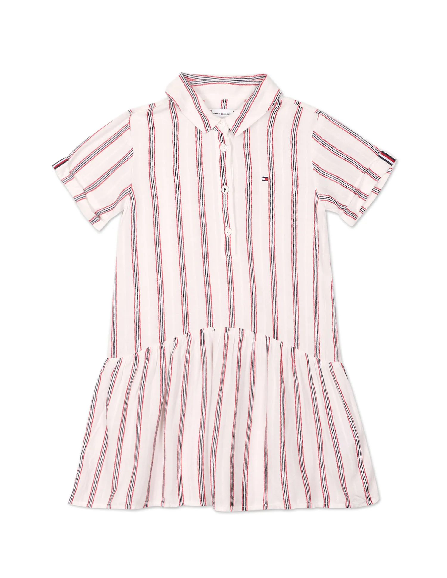 Tommy Hilfiger Kids Vertical Stripe Panelled Shirt Dress