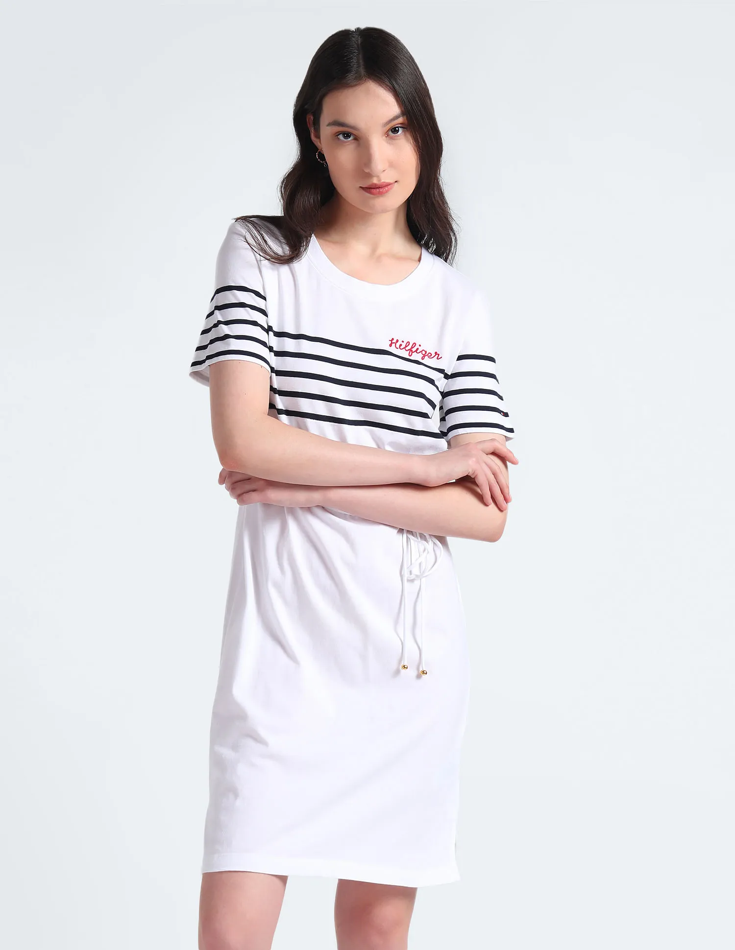 Tommy Hilfiger Stripe Embroidered Logo Dress