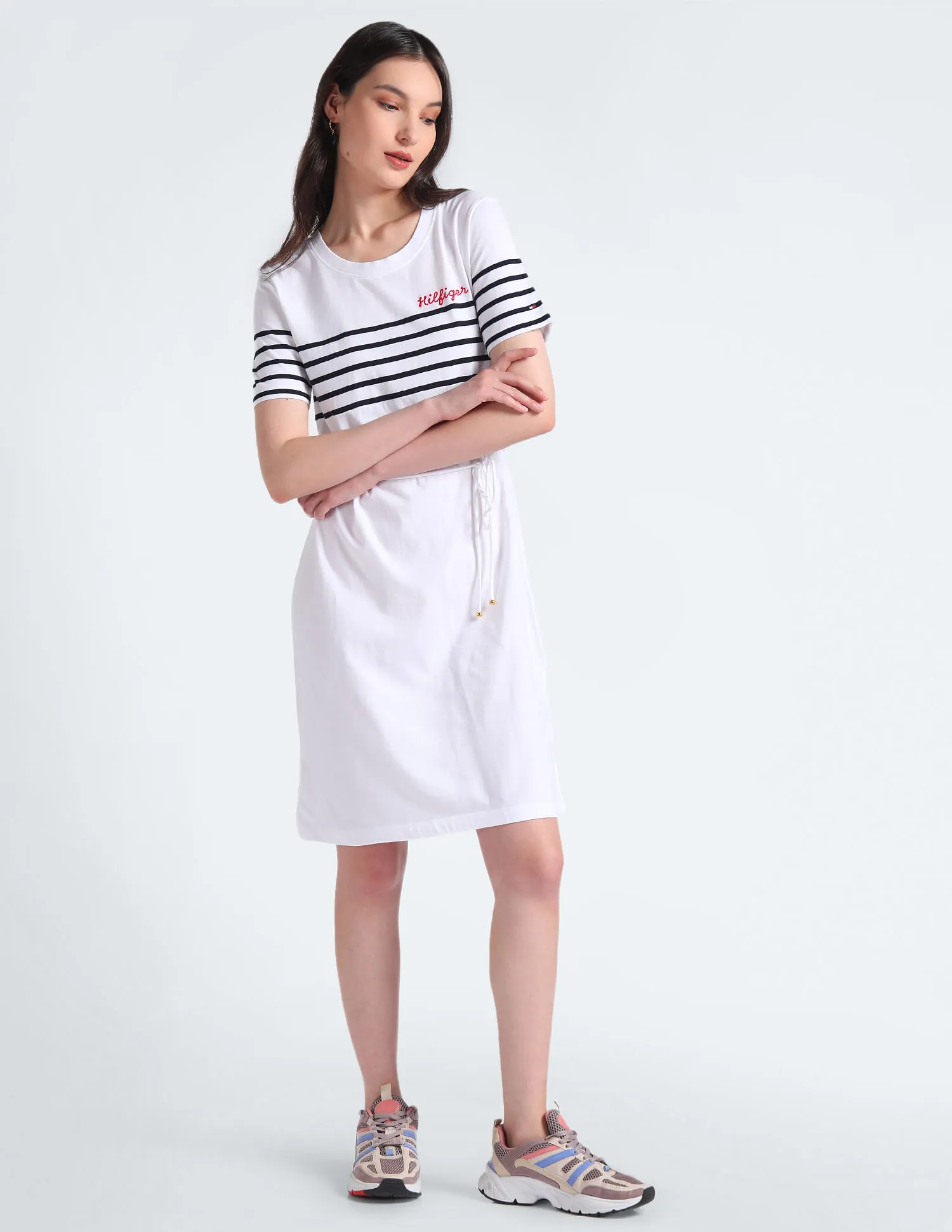 Tommy Hilfiger Stripe Embroidered Logo Dress