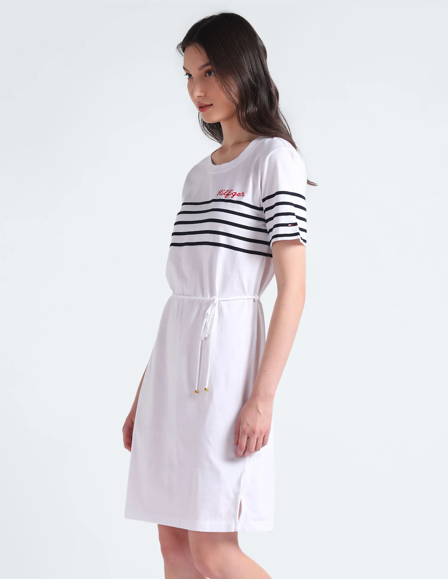 Tommy Hilfiger Stripe Embroidered Logo Dress