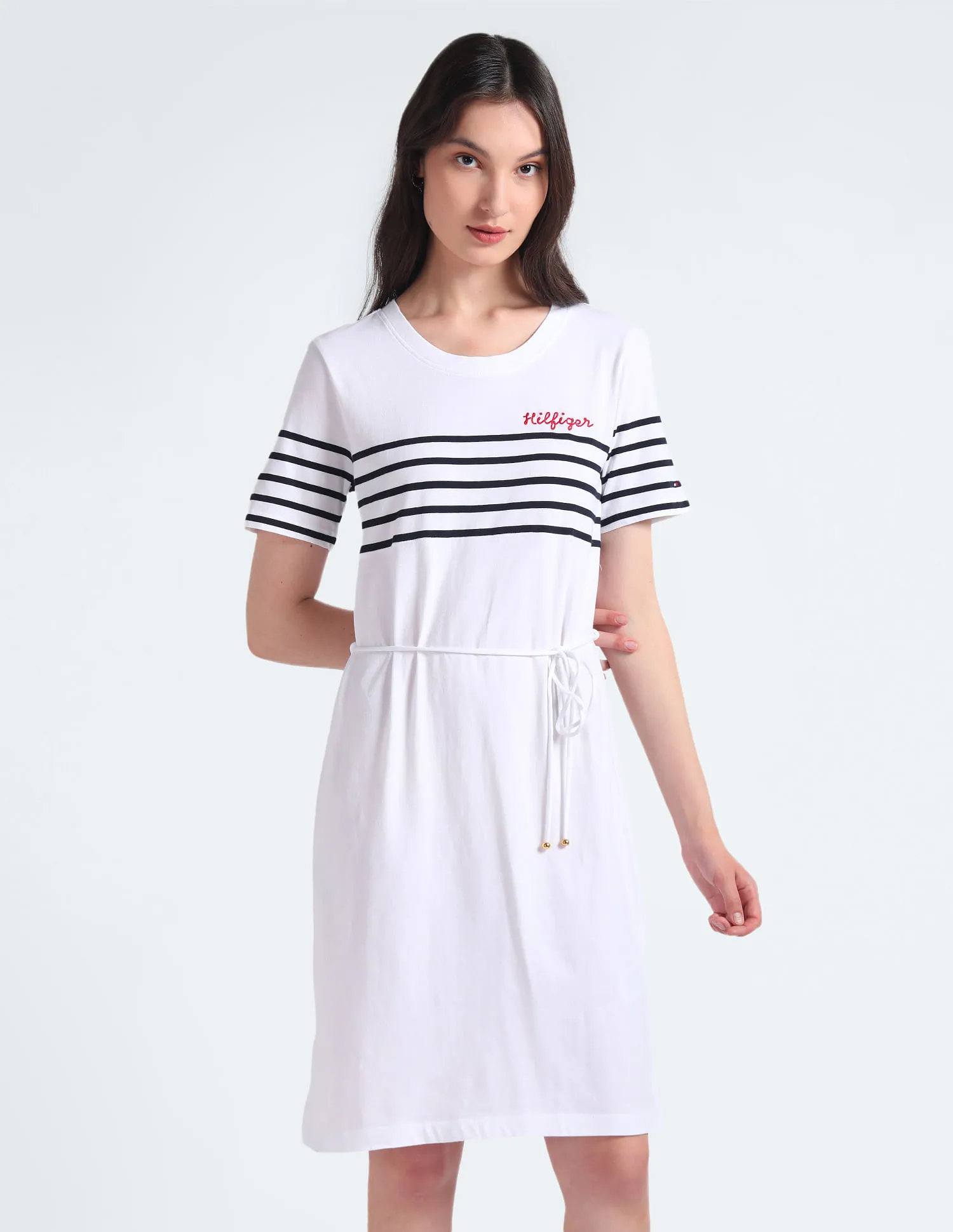 Tommy Hilfiger Stripe Embroidered Logo Dress