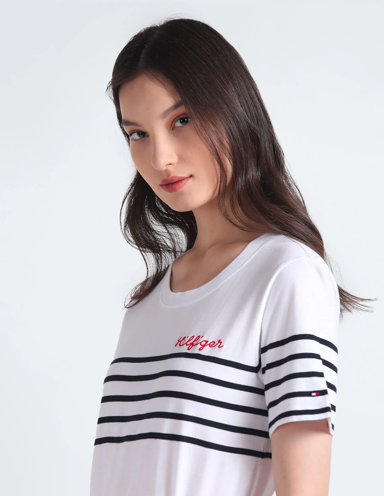 Tommy Hilfiger Stripe Embroidered Logo Dress