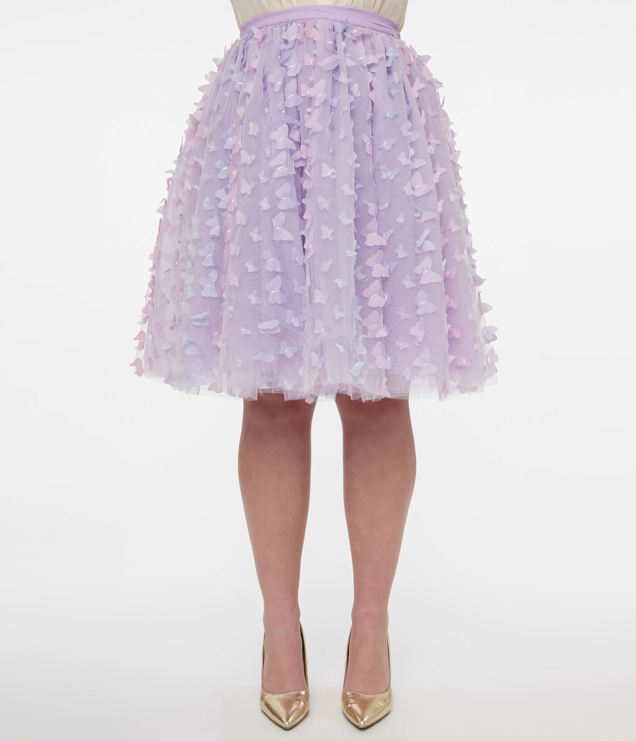 Unique Vintage 1950s Lavender & Blue Butterfly Tulle Sweetie Pie Flare Skirt