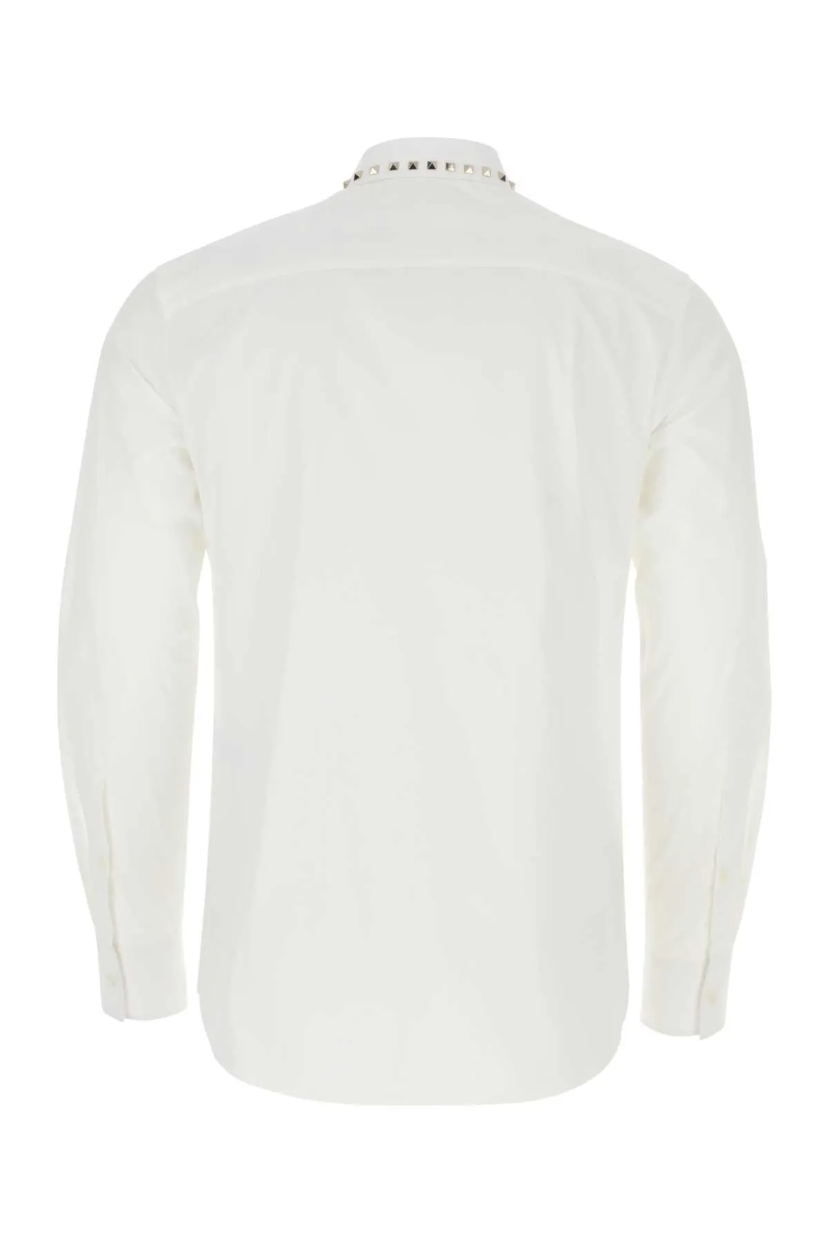 VALENTINO  |Long Sleeve Cotton Shirt With Black Untitled Studs On Collar