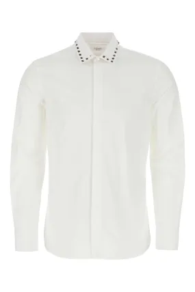 VALENTINO  |Long Sleeve Cotton Shirt With Black Untitled Studs On Collar