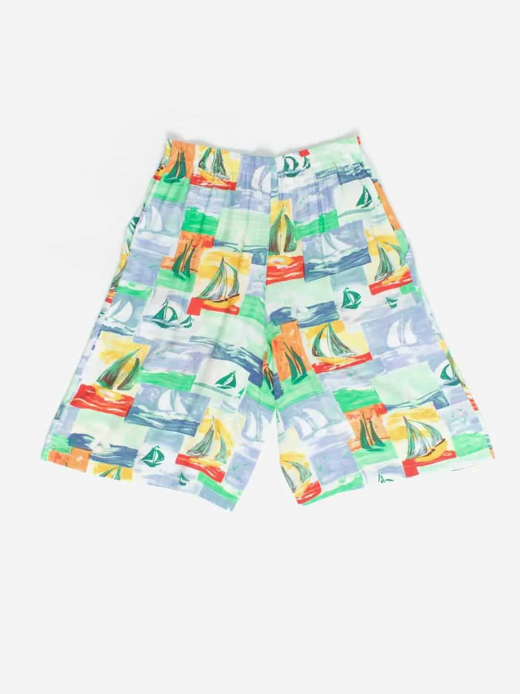 Vintage baggy summer shorts with sailboat print  – Small / Medium