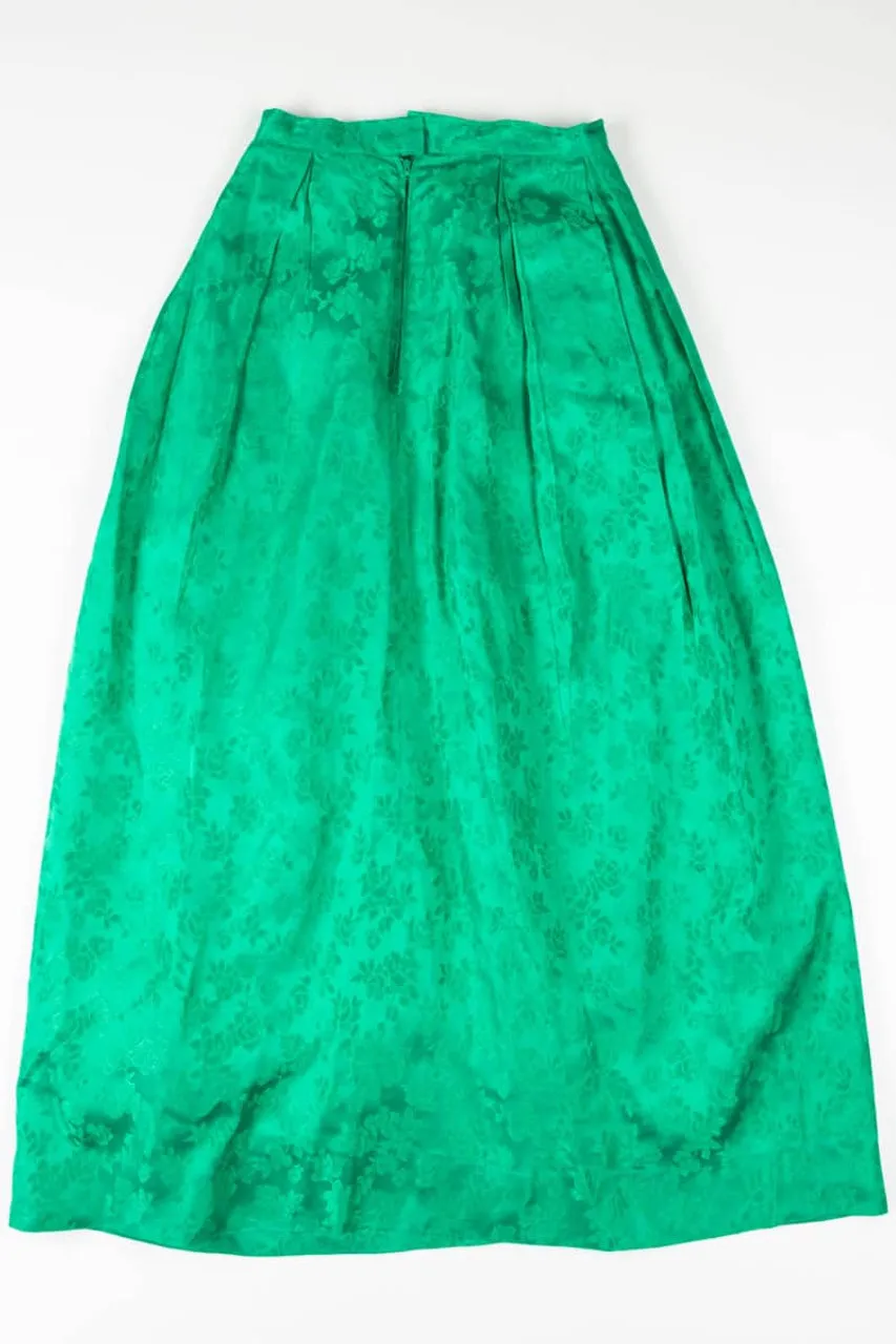 Vintage Green Floral Formal Maxi Skirt