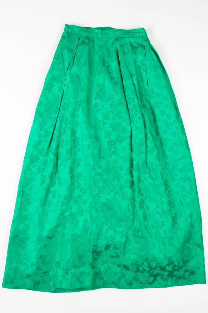 Vintage Green Floral Formal Maxi Skirt