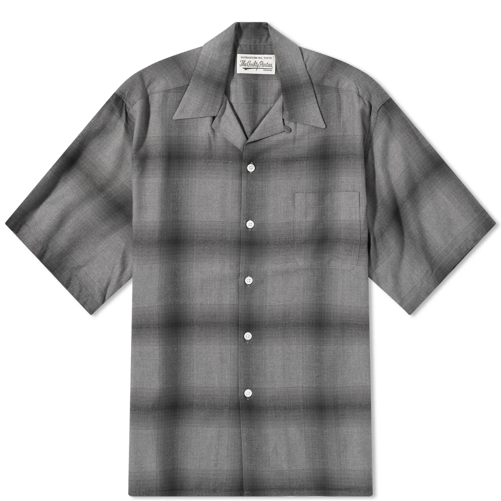 Wacko Maria Short Sleeve Type 2 Ombre Check Open Collar ShirGray & Black