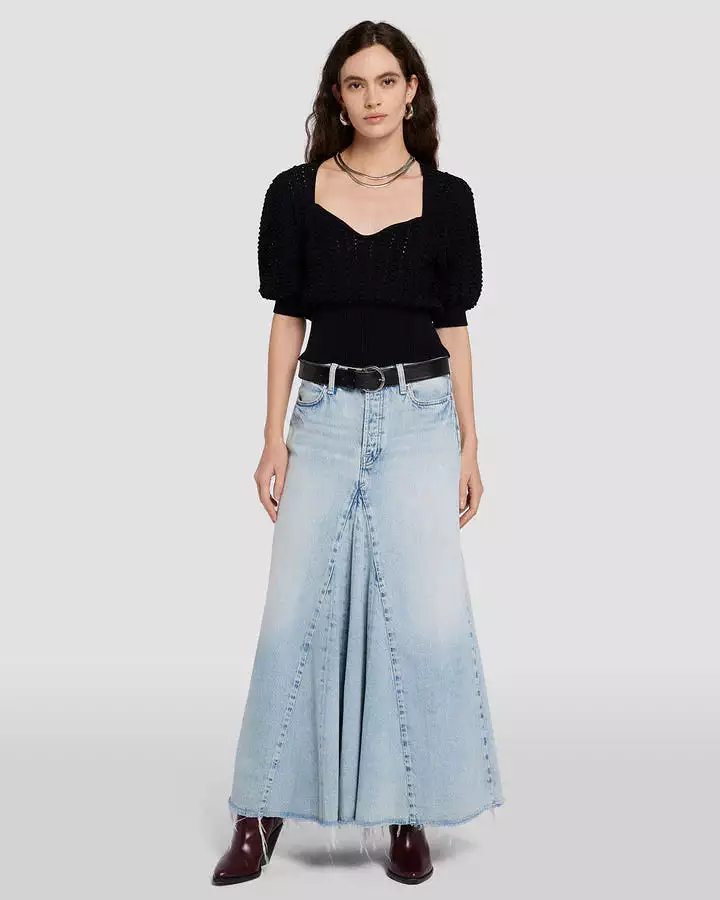 WESTERN PANELED DENIM MAXI SKIRT - 7 FOR ALL MANKIND