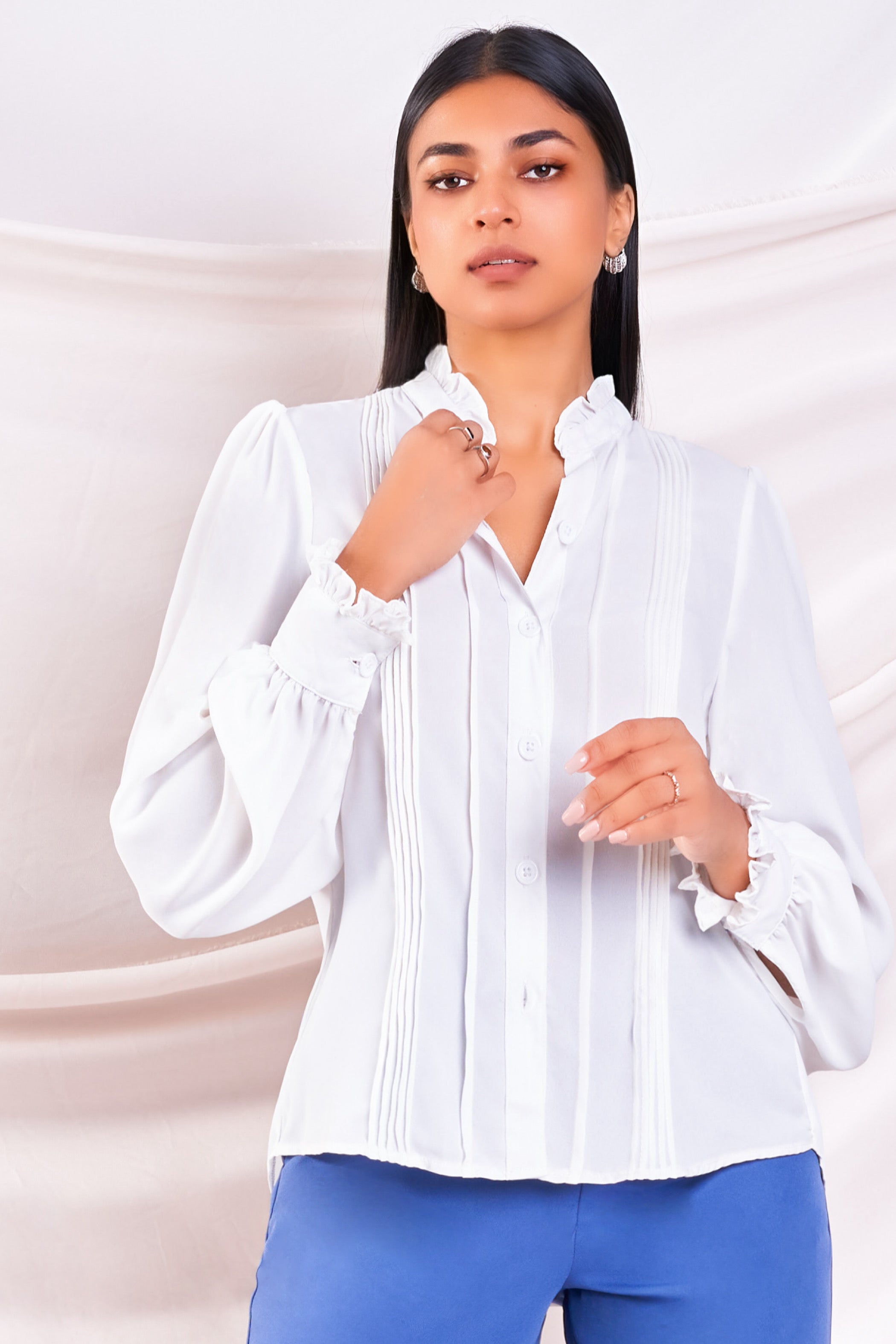 White Pleated Shirt