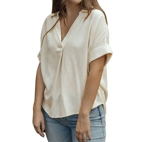 Women's Blouse Short Sleeve T-Shirts Simple Style Solid Color