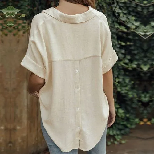 Women's Blouse Short Sleeve T-Shirts Simple Style Solid Color