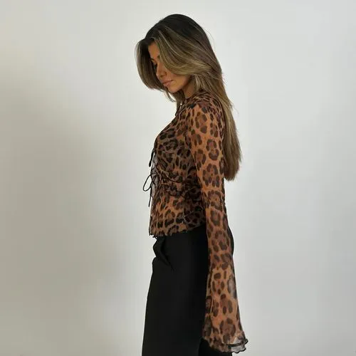 Women's T-shirt Long Sleeve T-Shirts Printing Sexy Streetwear Leopard