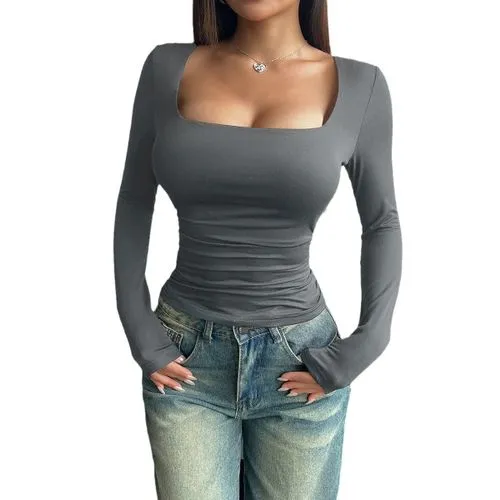 Women's T-shirt Long Sleeve T-Shirts Streetwear Solid Color