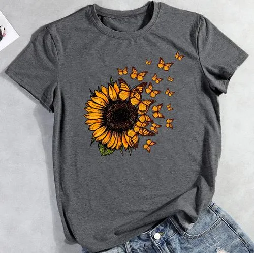 Women's T-shirt Short Sleeve T-Shirts Casual Sunflower