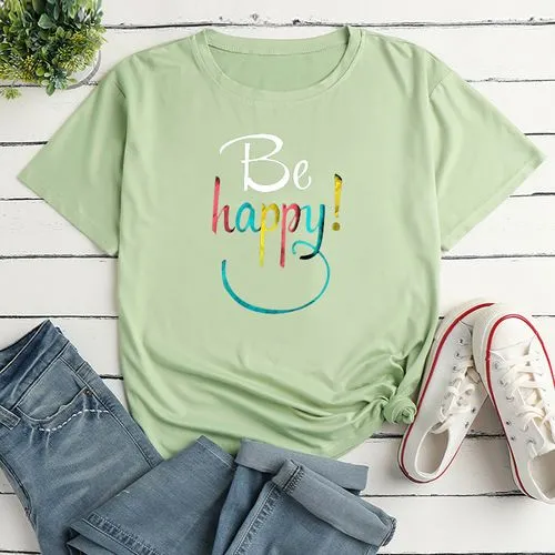 Women's T-shirt Short Sleeve T-shirts Printing Casual Letter