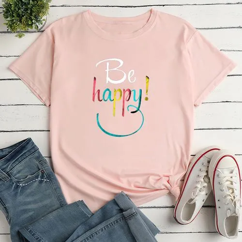 Women's T-shirt Short Sleeve T-shirts Printing Casual Letter