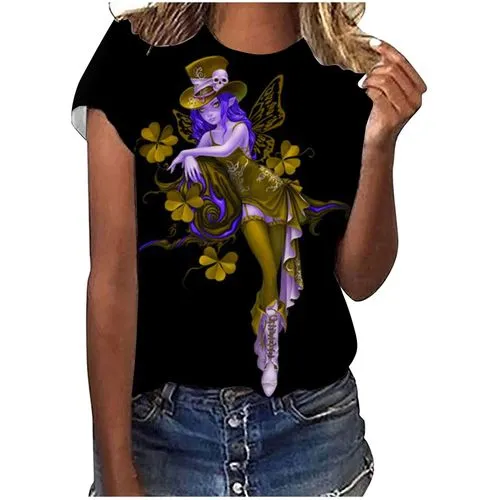 Women's T-shirt Short Sleeve T-shirts Printing Streetwear Butterfly