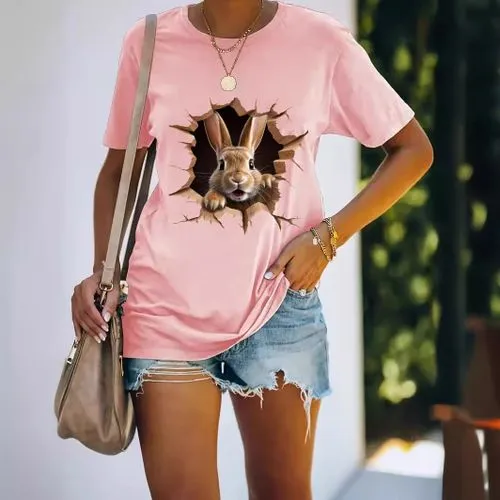 Women's T-shirt Short Sleeve T-Shirts Simple Style Rabbit