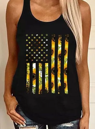 Women'S Vest Sleeveless T-Shirts Printing Fashion Sunflower Letter Heart Shape