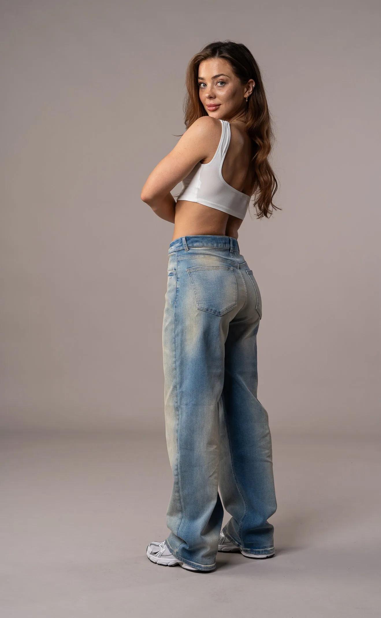 Womens Baggy Fitjeans - Distorted Blue